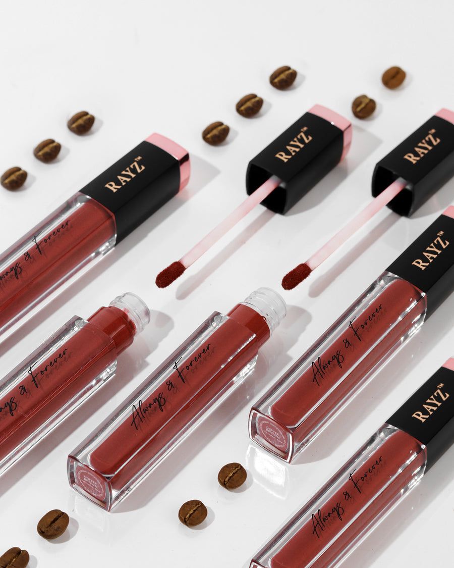 Coffee Brown lipsticks among coffee beans